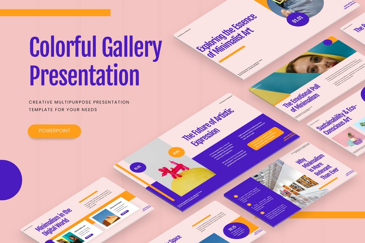 Template PowerPoint Galeri Warna Menarik