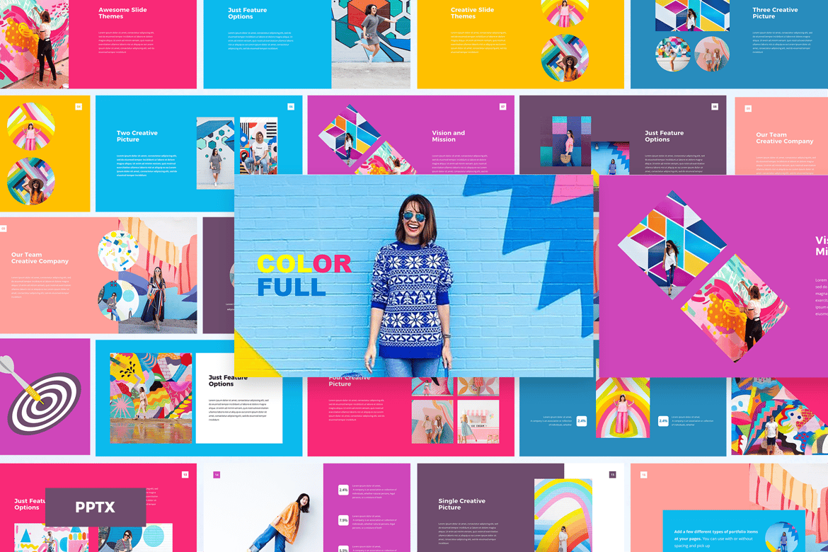 Template Presentasi PowerPoint Warna-warni yang Menarik