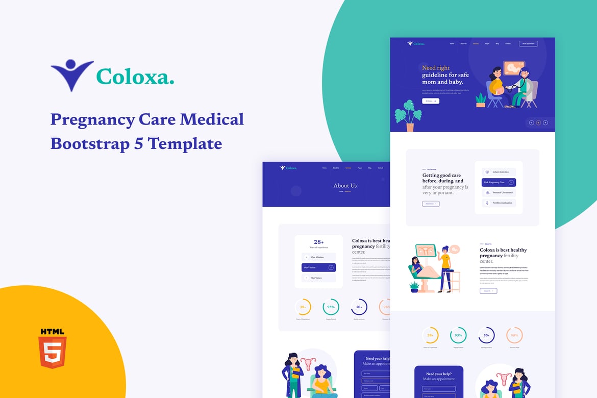 Coloxa - Template Website Perawatan Kehamilan yang Modern dan Responsif