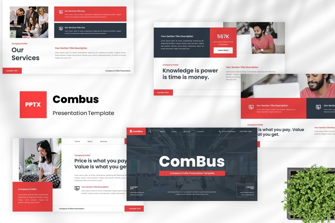 Template Powerpoint Profil Perusahaan Combus - Solusi Presentasi Modern dan Profesional