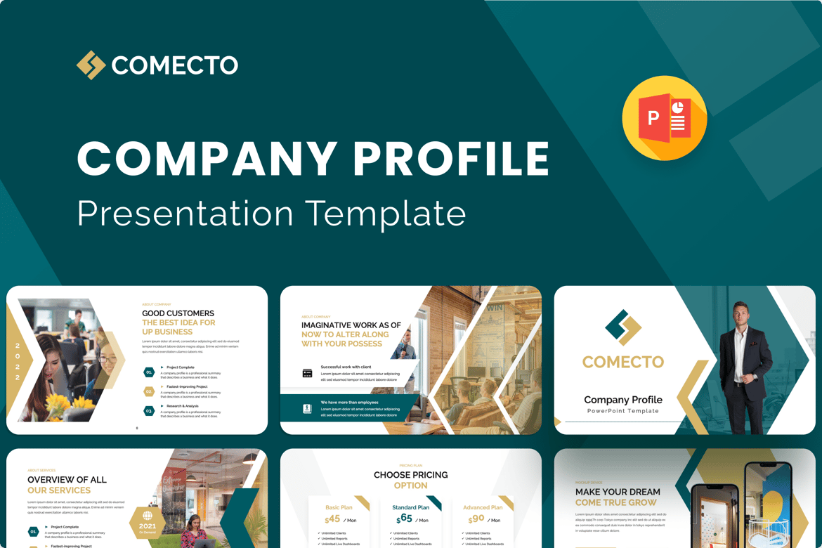 Template Presentasi Profil Perusahaan Comecto yang Menarik dan Profesional