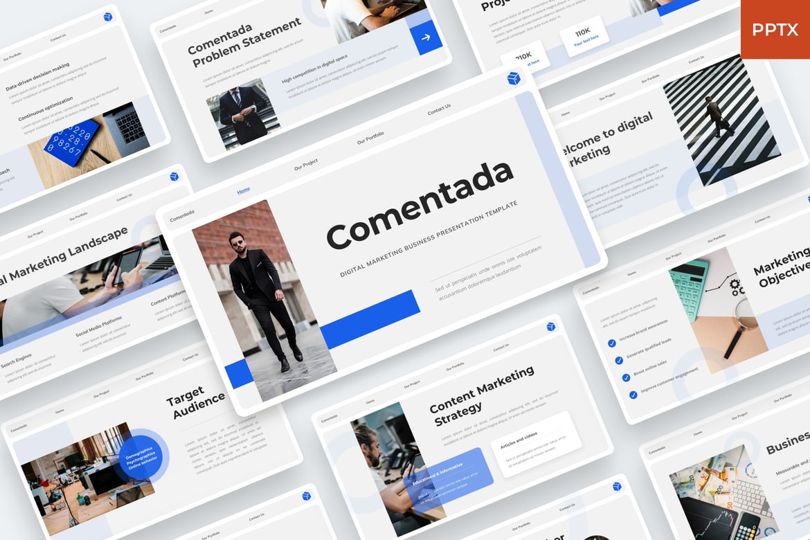 Template PowerPoint Pemasaran Digital - Comentada