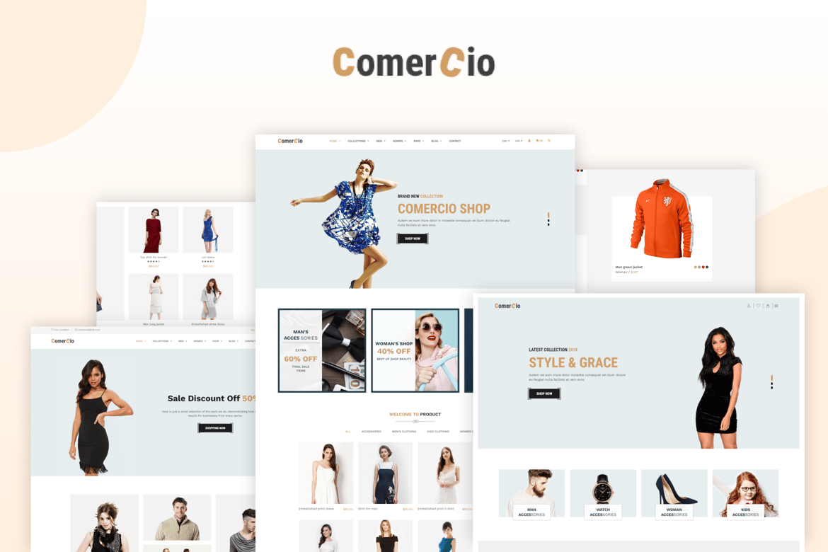Comercio - Template Website Fashion E-commerce Modern dan Responsif