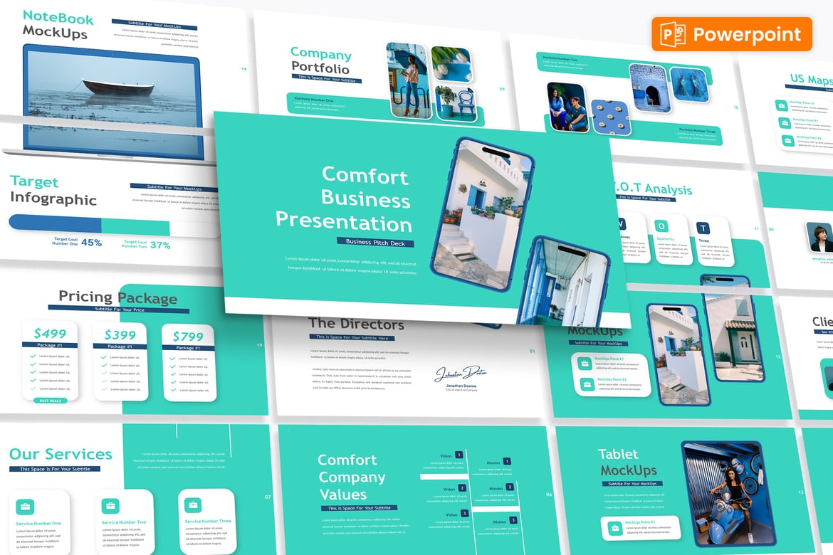 Template Presentasi PowerPoint Pitch Bisnis Comfort