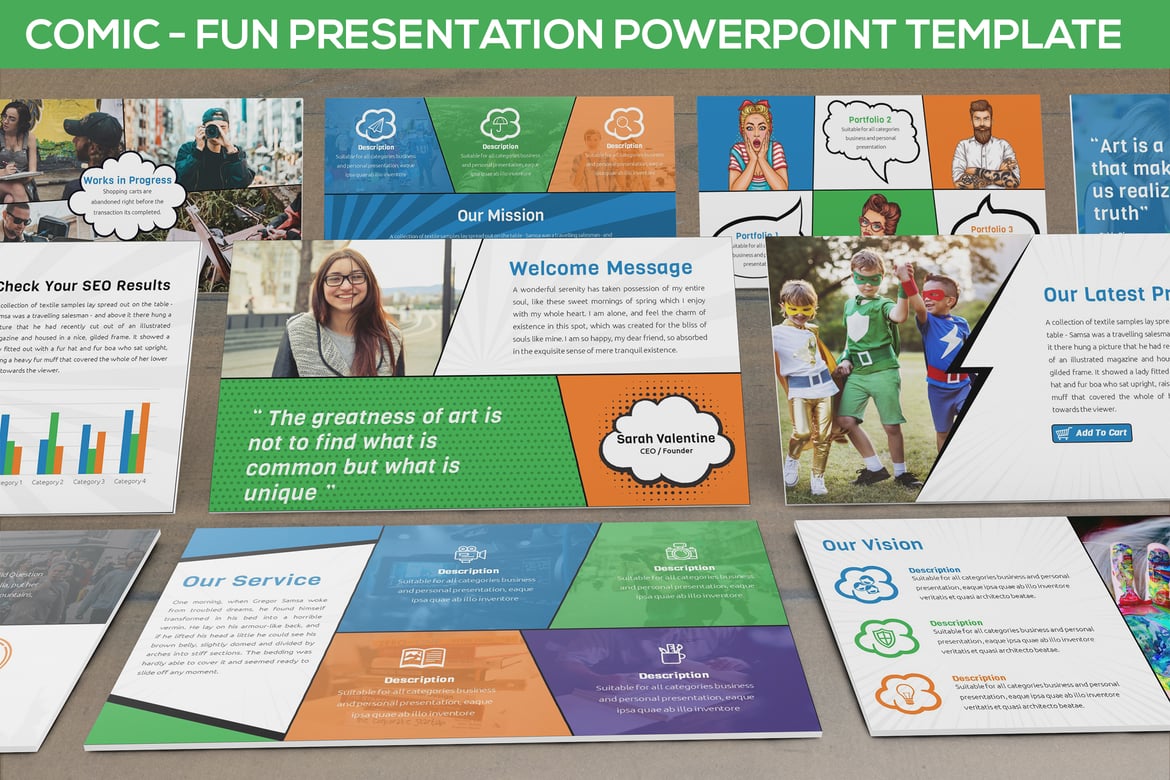 Template Presentasi PowerPoint Komik yang Mengasyikkan