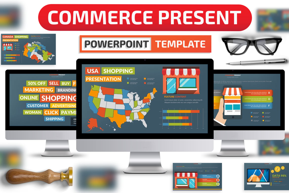 Template Presentasi PowerPoint Commerce yang Menarik dan Profesional
