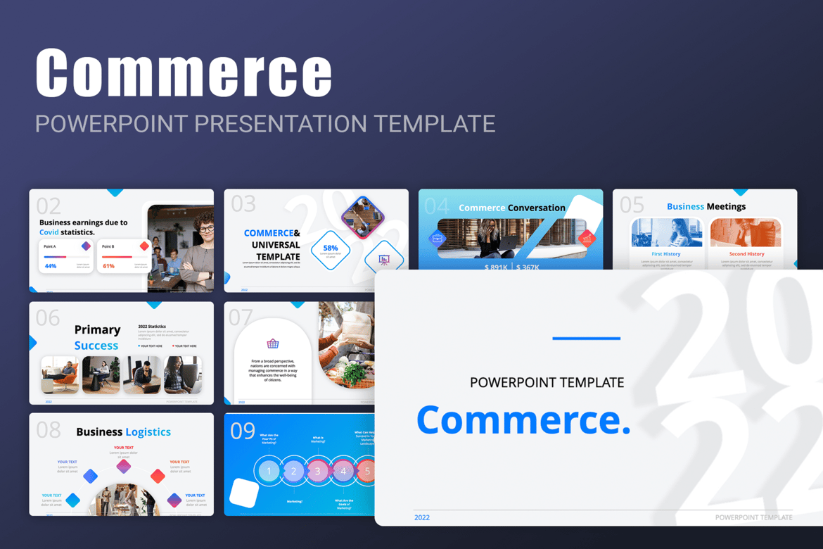 Template Presentasi PowerPoint Commerce yang Modern dan Menarik