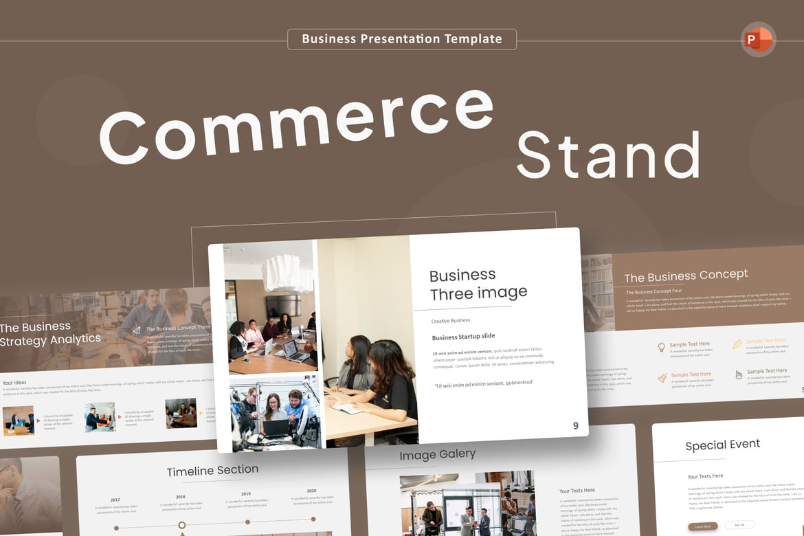Template PowerPoint Bisnis Beige yang Sederhana dan Elegan
