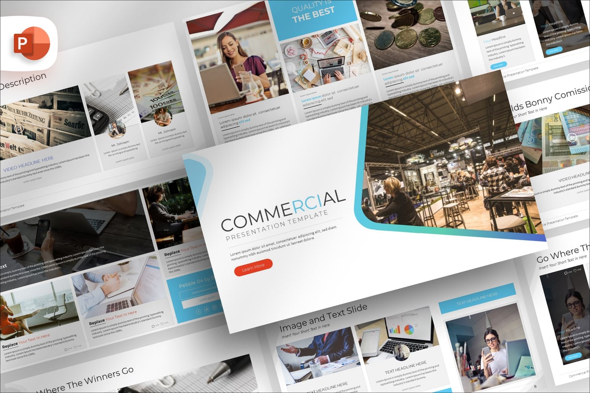 Template PowerPoint Bisnis Komersial yang Menarik