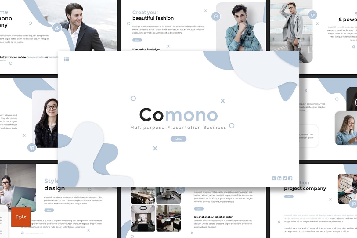 Template PowerPoint Comono - Solusi Presentasi Profesional Anda