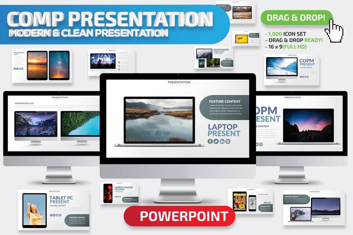 Template Presentasi PowerPoint Mockup Profesional