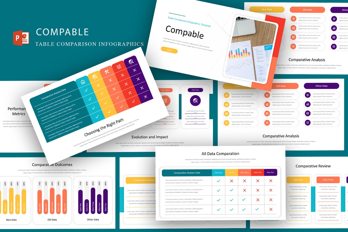 Template Presentasi Perbandingan Tabel - Compable