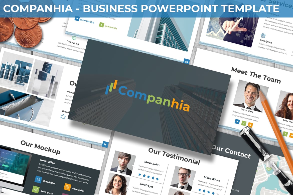Template Powerpoint Bisnis Companhia yang Menarik dan Profesional