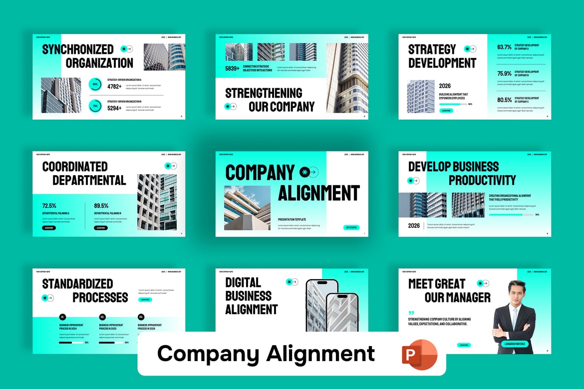 Template Presentasi PowerPoint untuk Penyelarasan Perusahaan