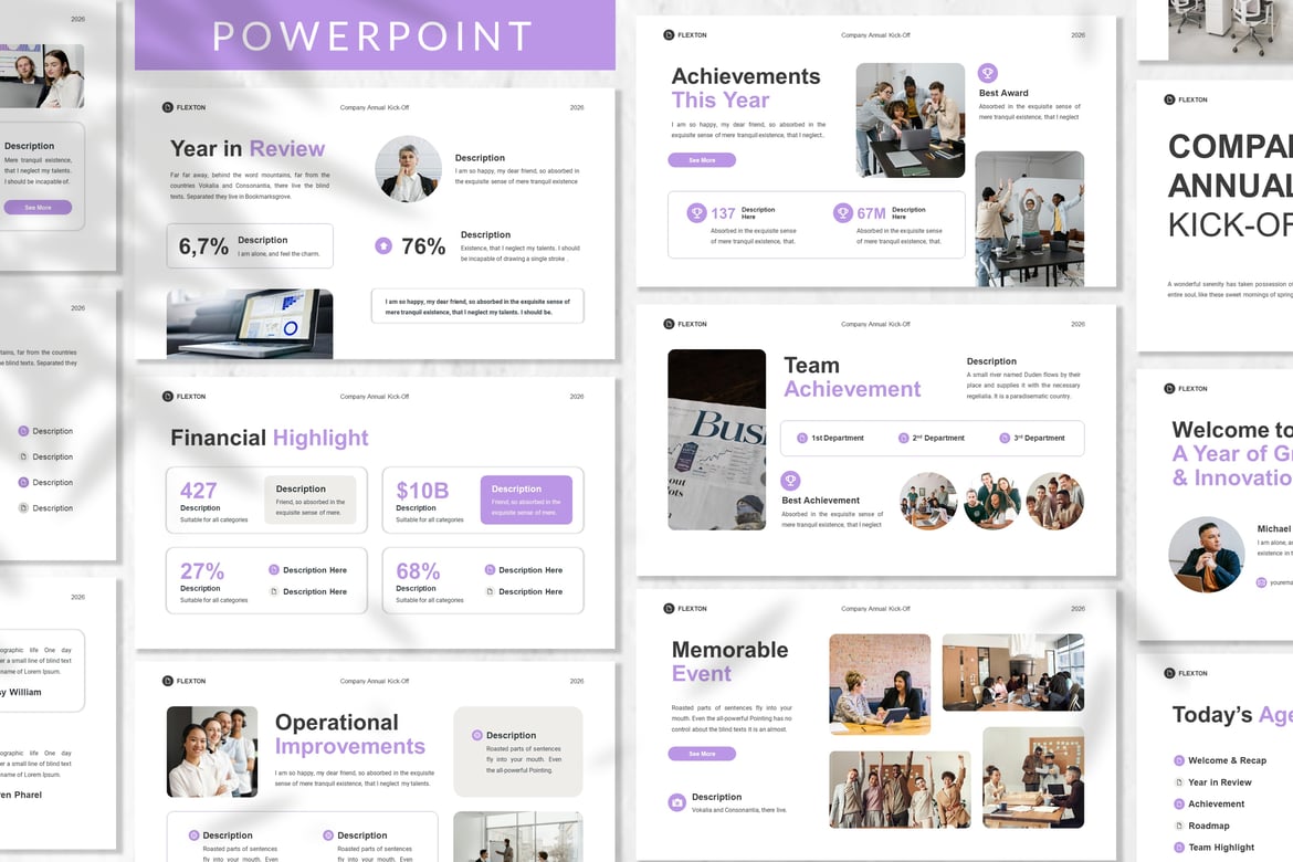 Template Presentasi PowerPoint Kick Off Tahunan Perusahaan yang Menarik