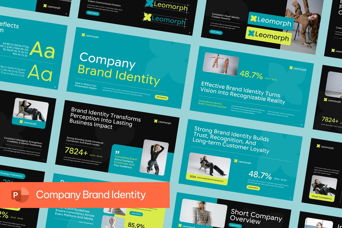 Template PowerPoint Identitas Merek Perusahaan yang Menarik