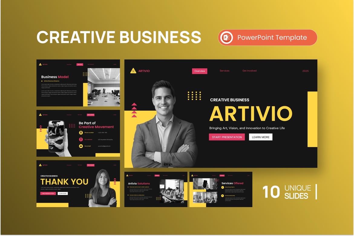 Template Presentasi Bisnis Kreatif Artivio yang Menarik