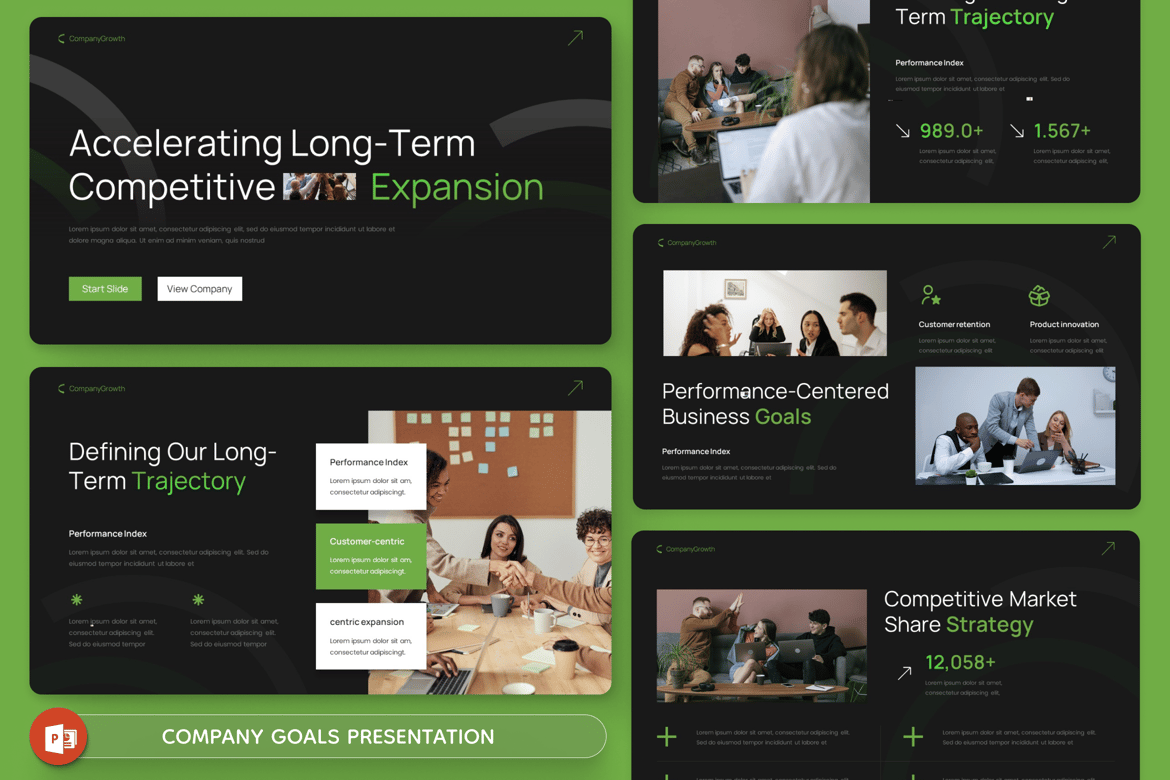 Template Presentasi PowerPoint Tujuan Perusahaan yang Menarik