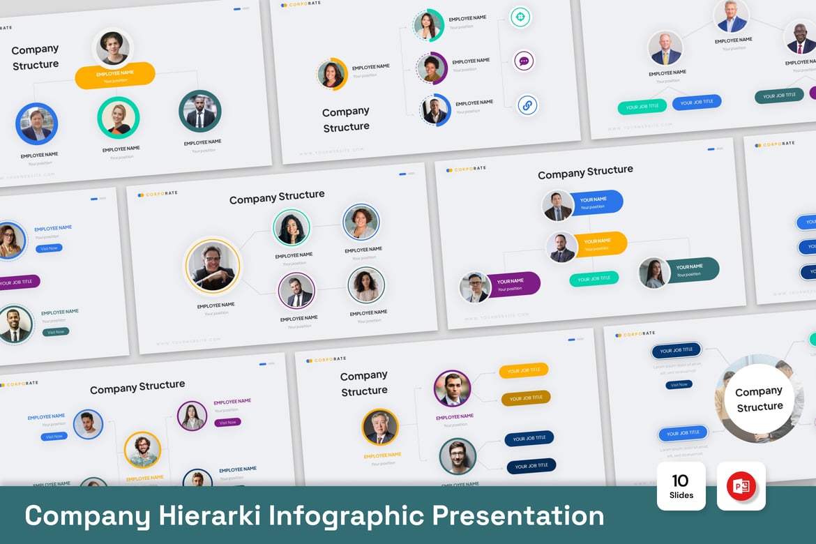 Infografis Hierarki Perusahaan yang Menarik untuk Presentasi PowerPoint