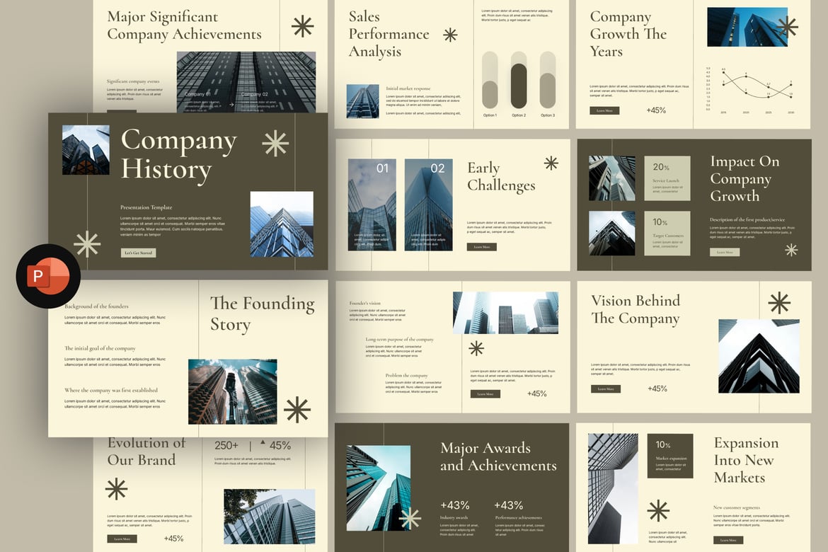 Template Presentasi PowerPoint Sejarah Perusahaan yang Menarik