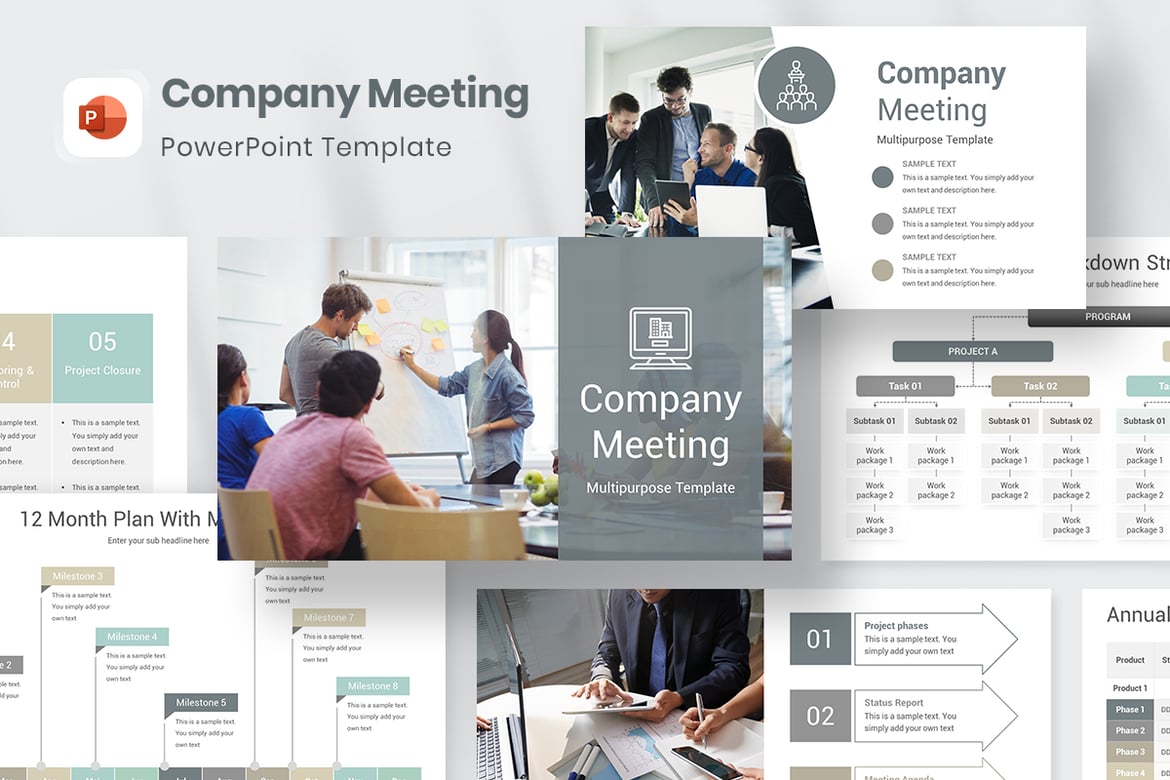 Template PowerPoint Rapat Perusahaan yang Profesional dan Menarik