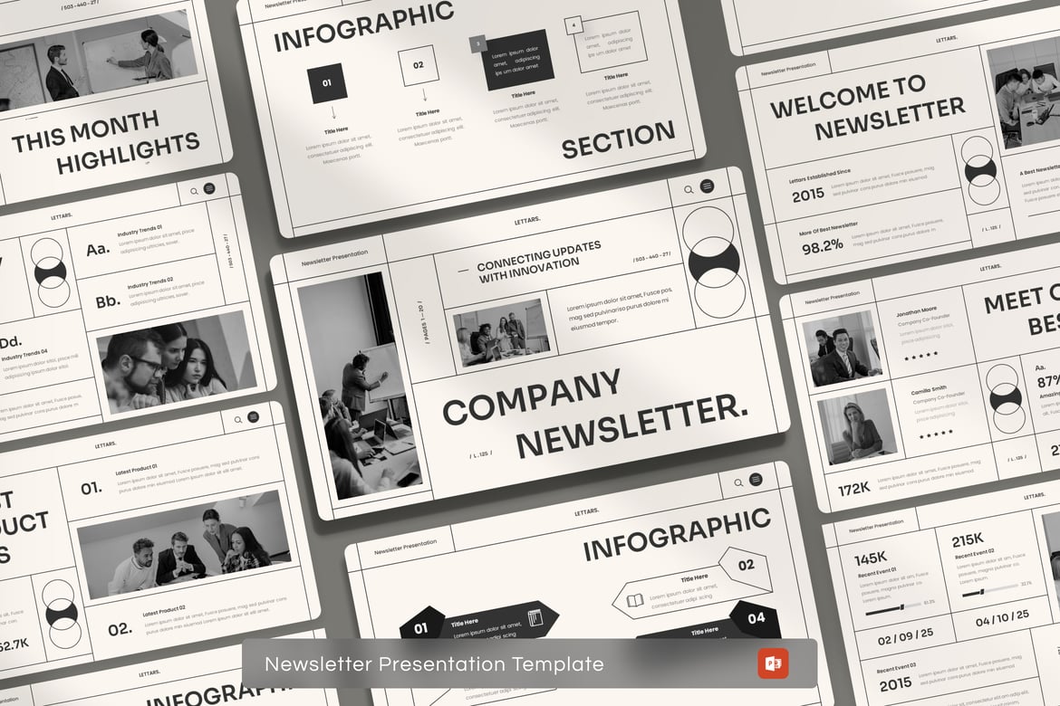 Template Presentasi PowerPoint Buletin Perusahaan yang Menarik