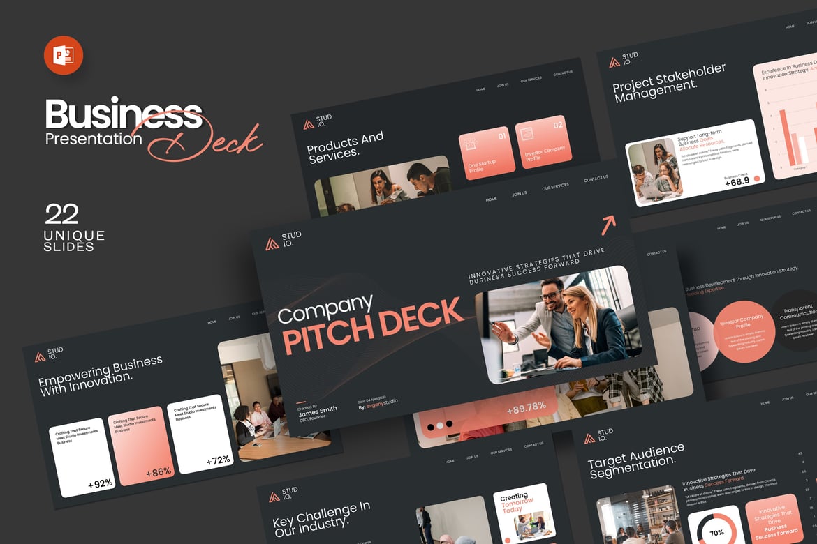 Template PowerPoint Pitch Deck Perusahaan yang Menarik