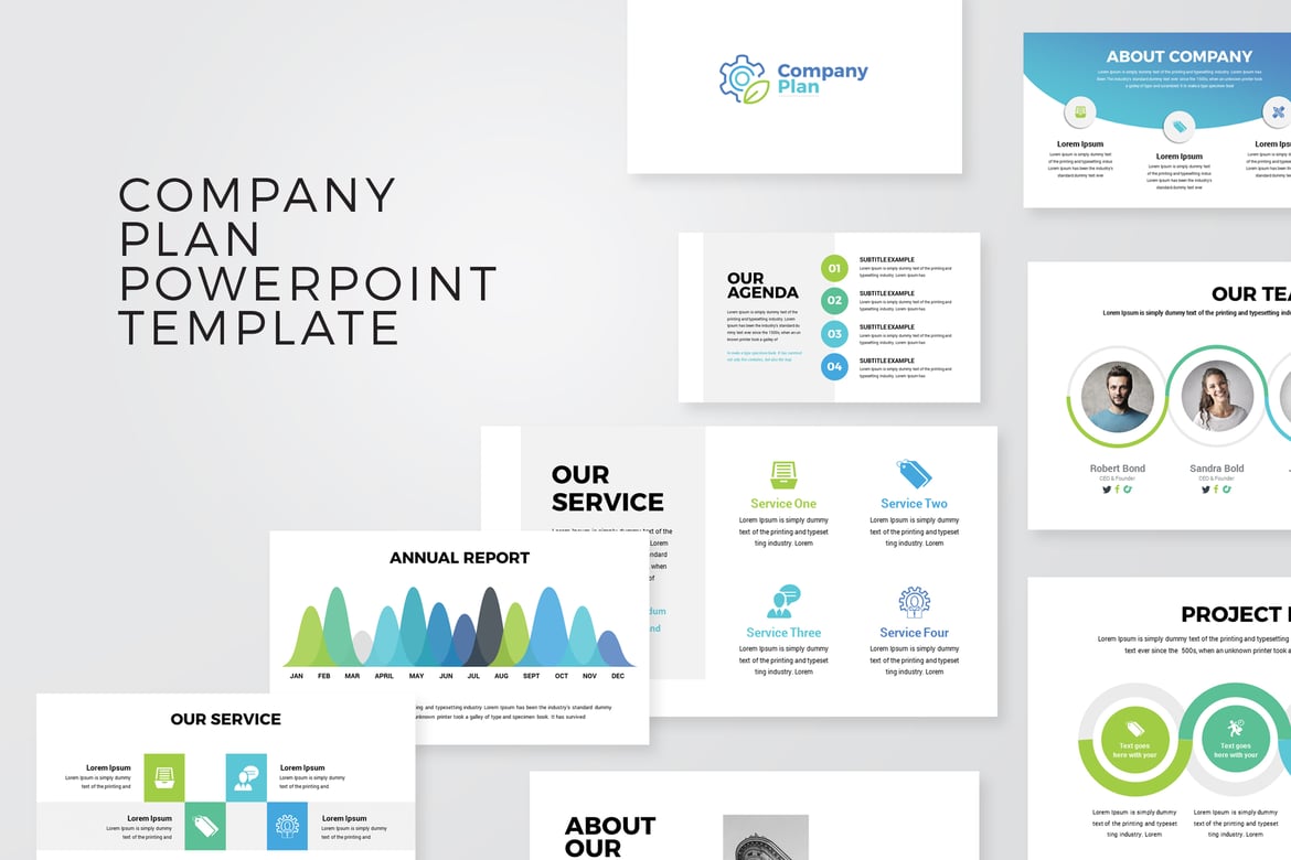 Template PowerPoint Presentasi Rencana Perusahaan yang Modern dan Kreatif