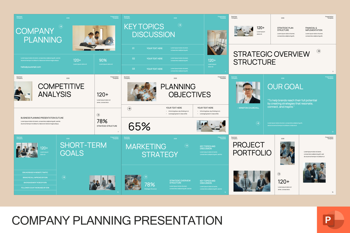 Template PowerPoint Rencana Perusahaan yang Efektif