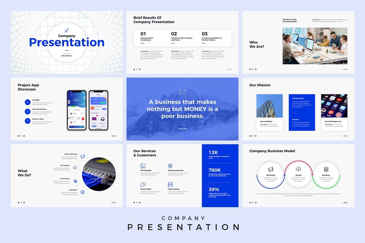 Template PowerPoint Presentasi Perusahaan yang Kreatif dan Efektif
