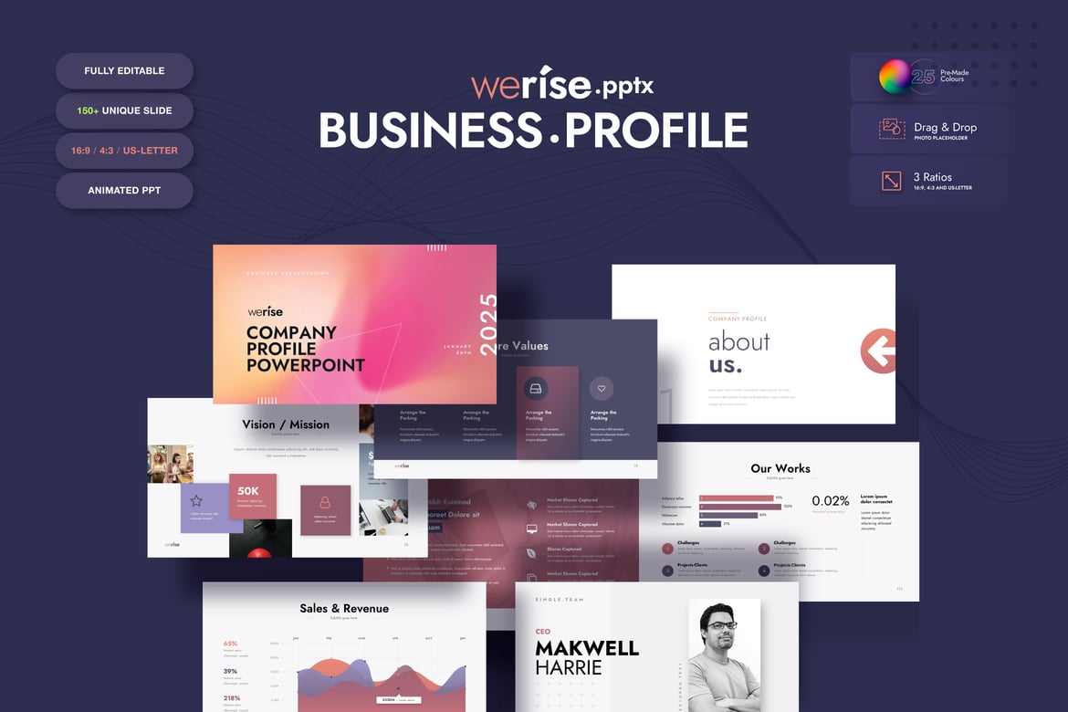 Template PowerPoint Profil Perusahaan Modern dan Profesional