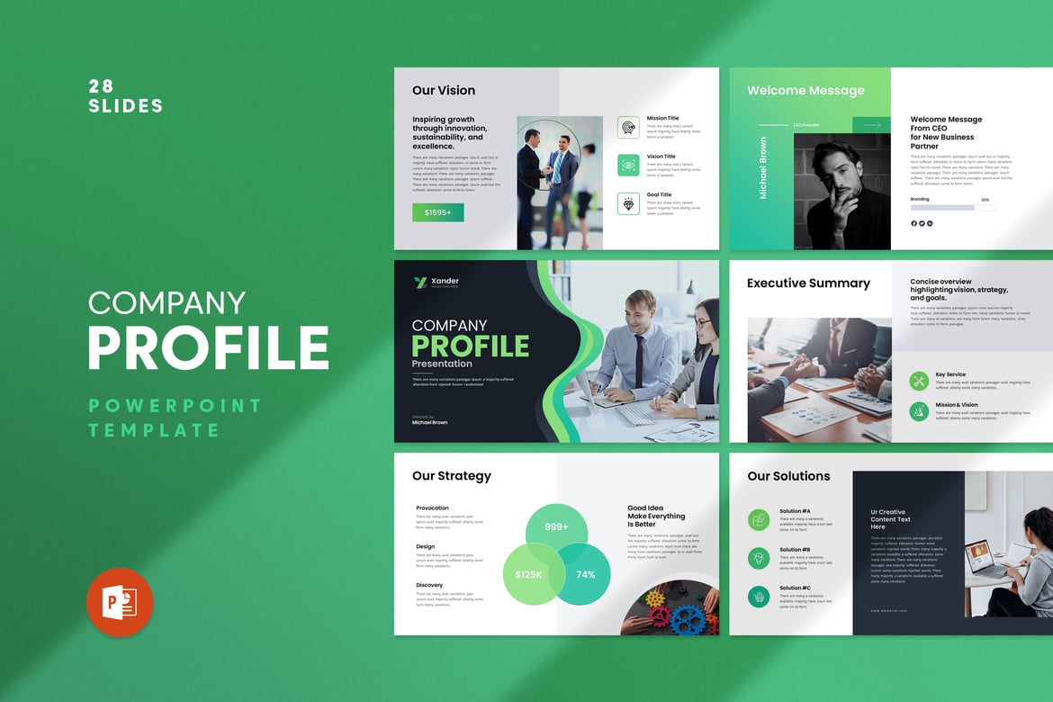 Template PowerPoint Profil Perusahaan Modern dan Profesional