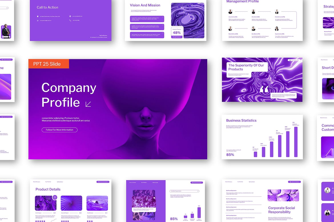 Template Presentasi PowerPoint Profil Perusahaan yang Modern dan Multifungsi
