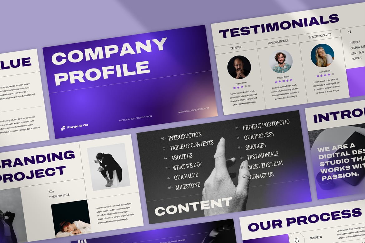 Template Presentasi PowerPoint Profil Perusahaan yang Modern dan Minimalis