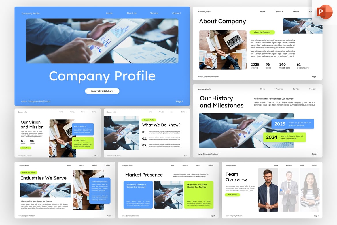 Template PowerPoint Profil Perusahaan yang Modern dan Profesional