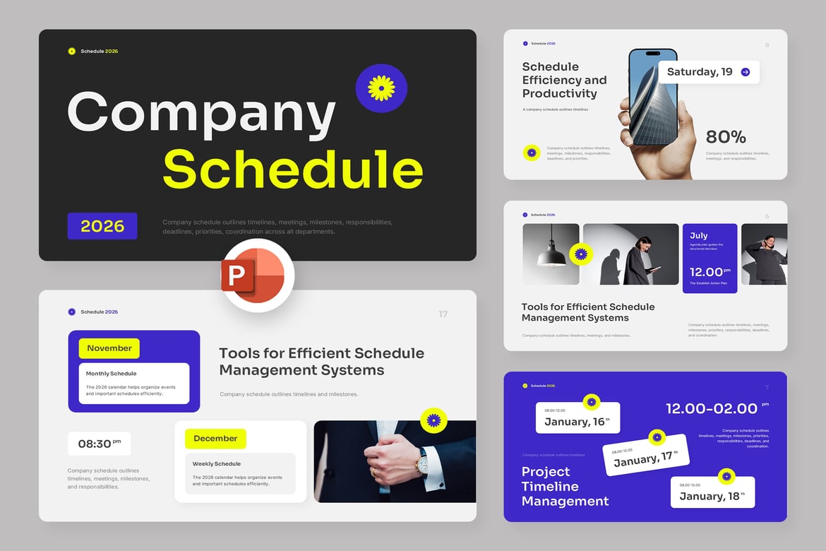 Template Presentasi PowerPoint Jadwal Perusahaan yang Menarik