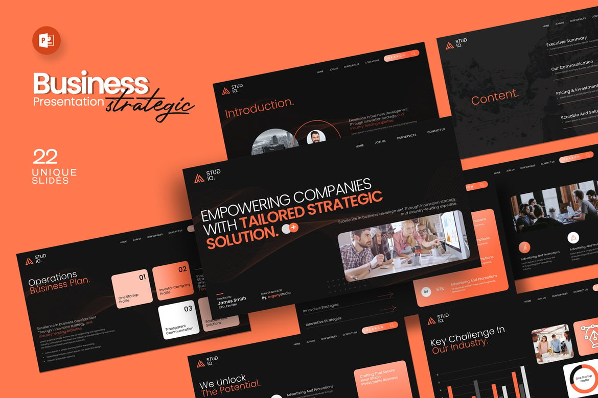 Template PowerPoint Solusi Strategis Perusahaan yang Profesional dan Menarik