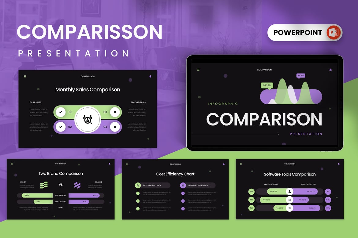 Template Presentasi PowerPoint Perbandingan yang Menarik