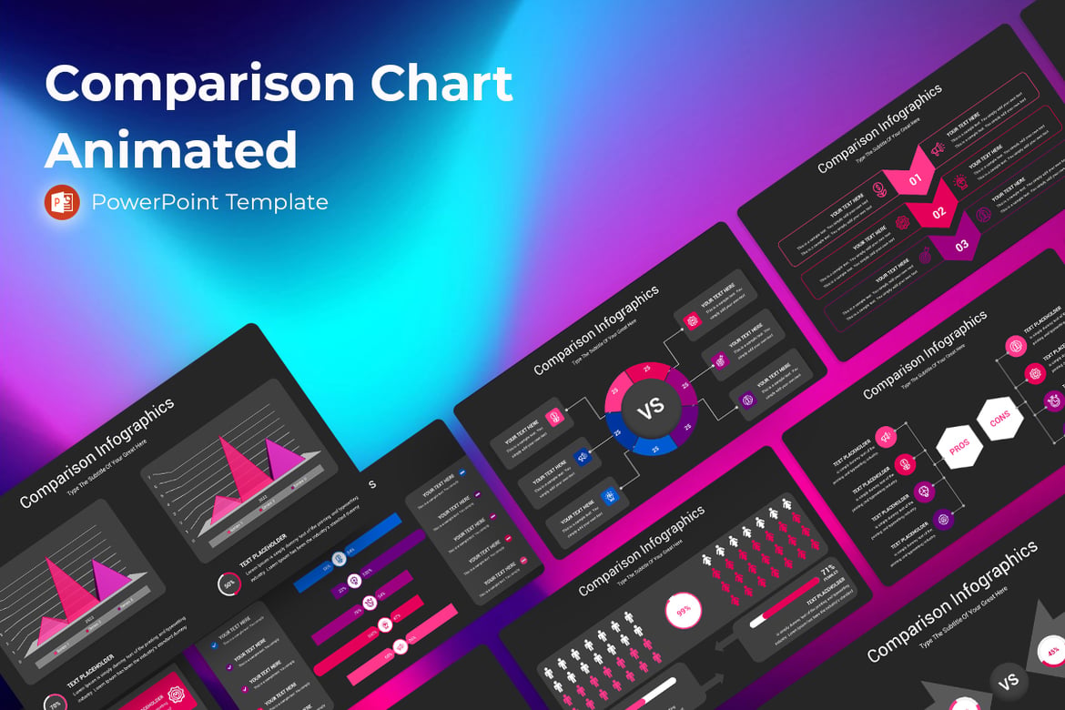 Template PowerPoint Perbandingan Grafik Animasi yang Menarik