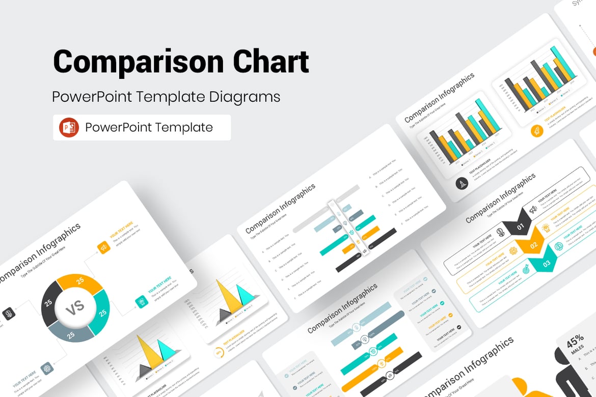 Template Presentasi PowerPoint Grafik Perbandingan yang Menarik