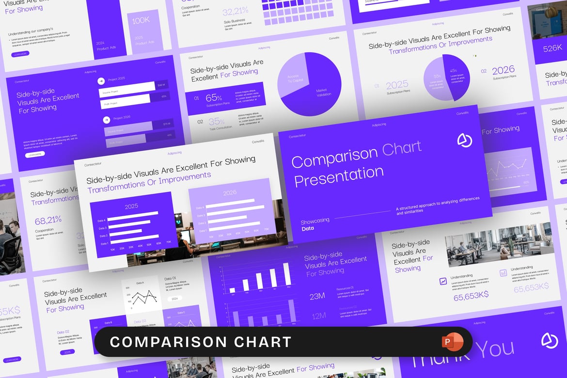 Template Presentasi PowerPoint untuk Perbandingan Data yang Efektif