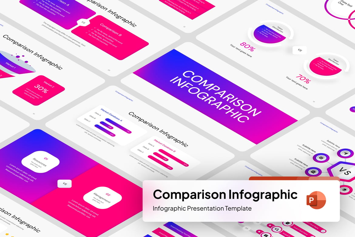 Template PowerPoint Infografis Perbandingan yang Menarik