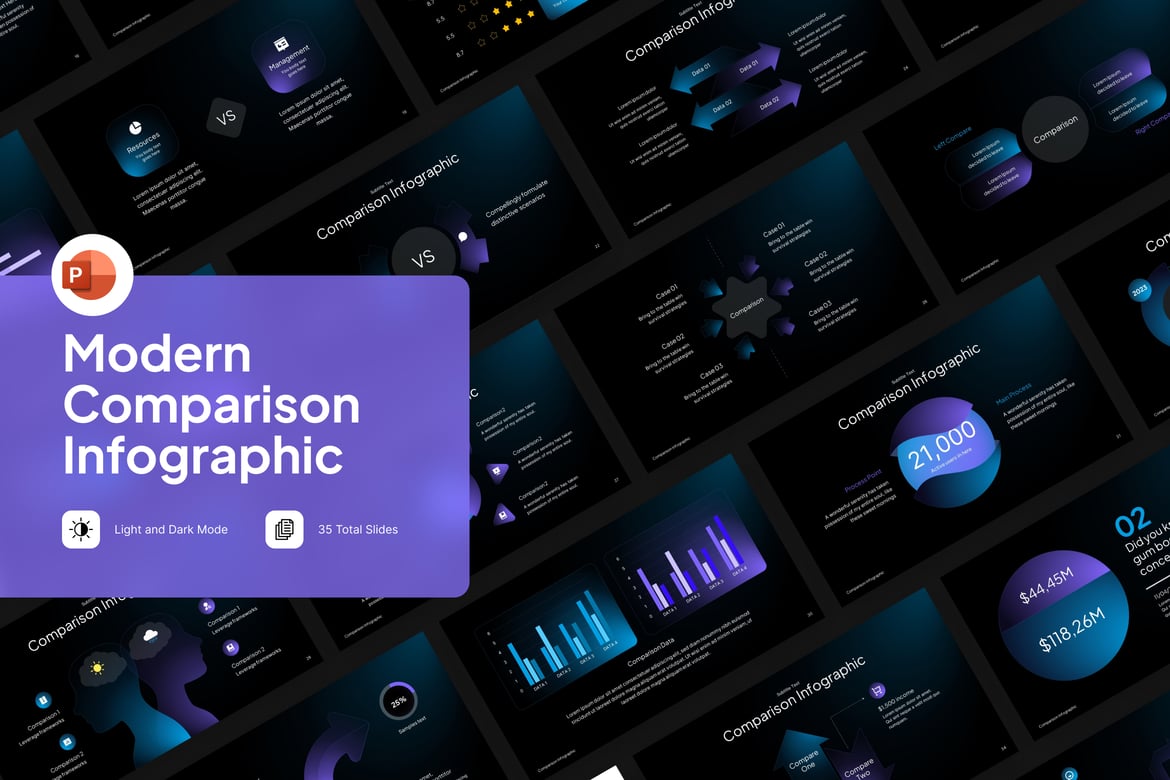 Template Presentasi Infografis Perbandingan yang Menarik