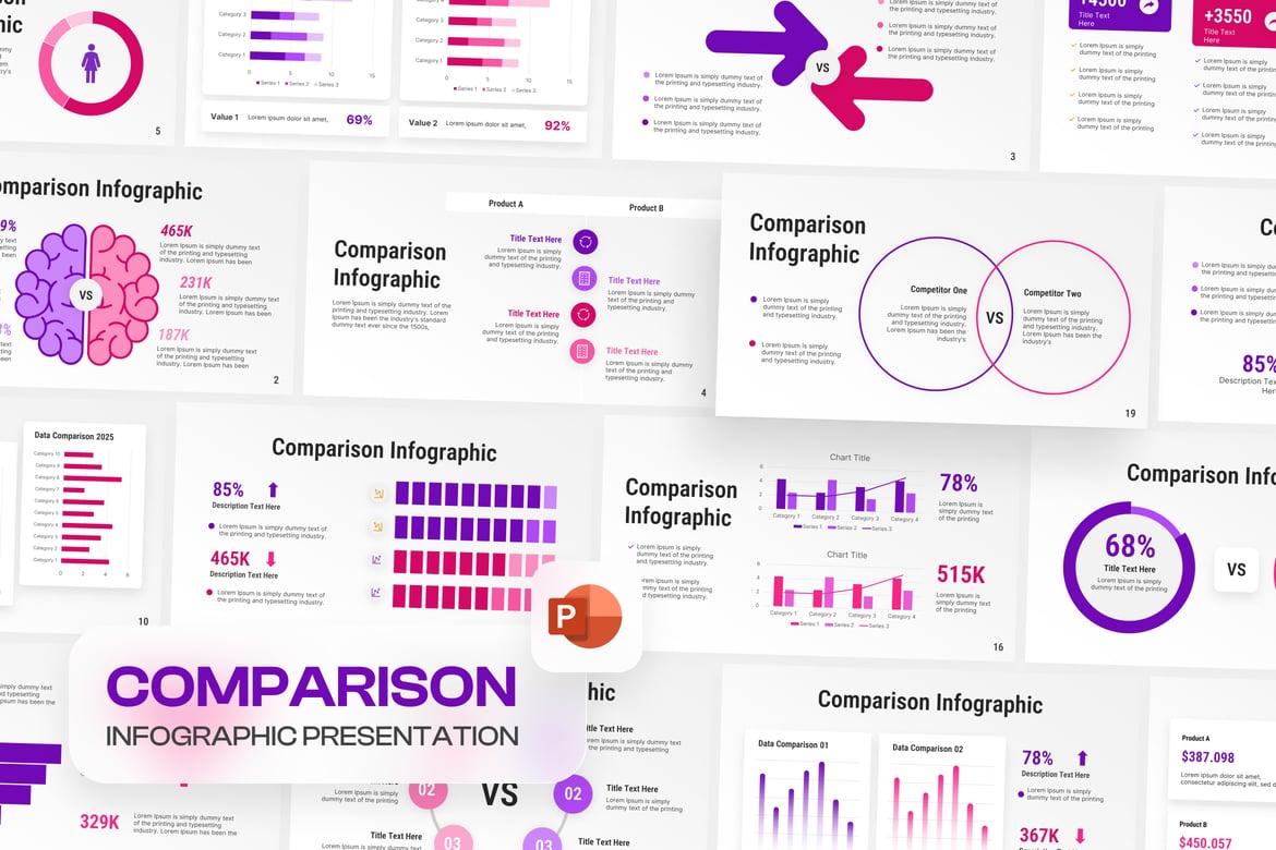 Template Presentasi Infografis Perbandingan Modern