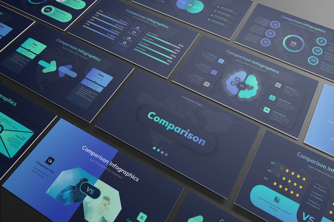 Template PowerPoint Infografis Perbandingan yang Menarik dan Profesional