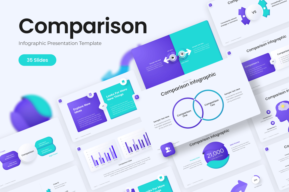 Template PowerPoint Infografis Perbandingan yang Menarik