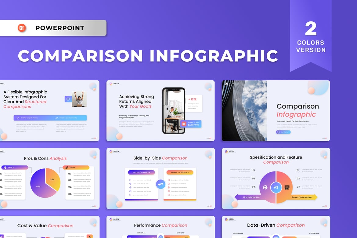 Template Presentasi Infografis Perbandingan yang Menarik