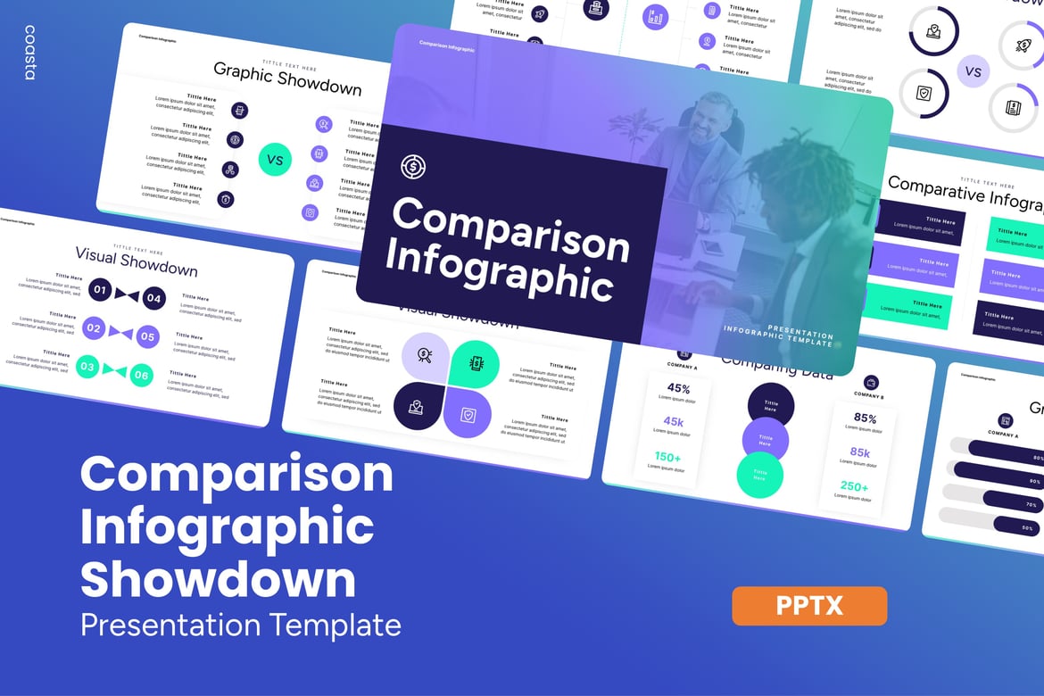 Template Presentasi Infografis Perbandingan yang Menarik - Powerpoint