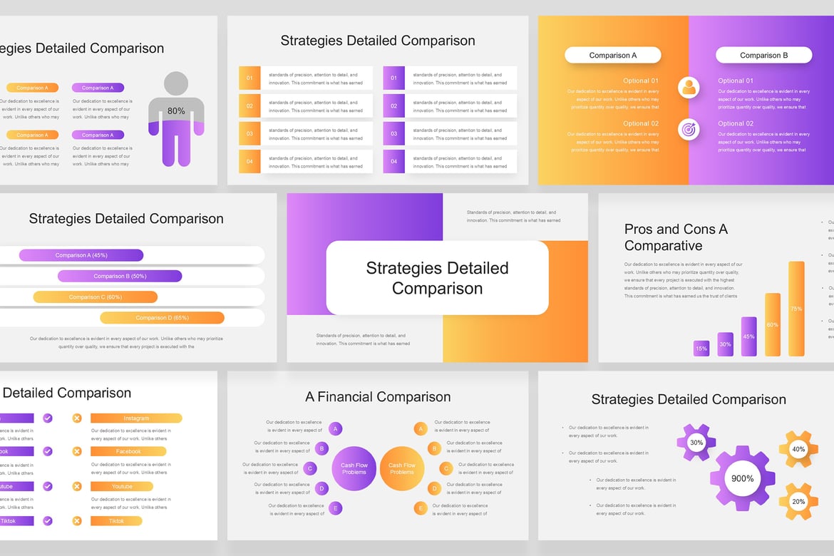 Template Presentasi Powerpoint Perbandingan yang Menarik