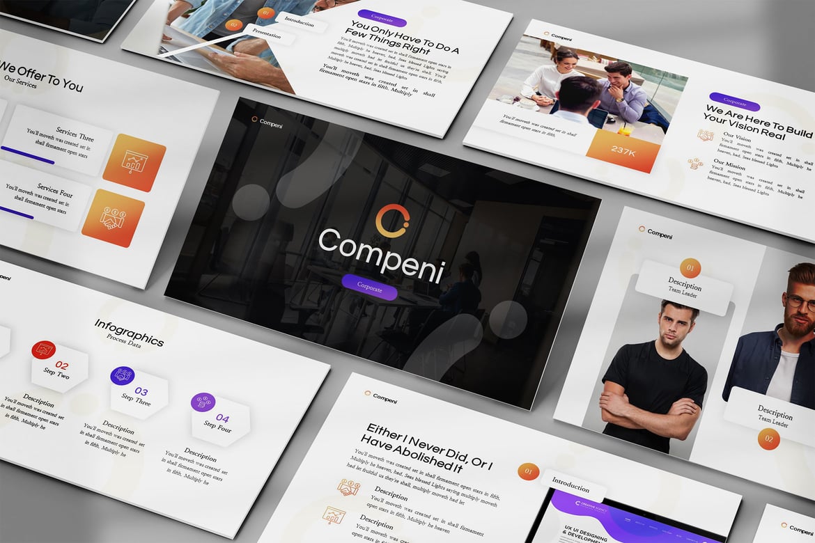 Template Powerpoint Profil Perusahaan Compeni yang Modern dan Menarik